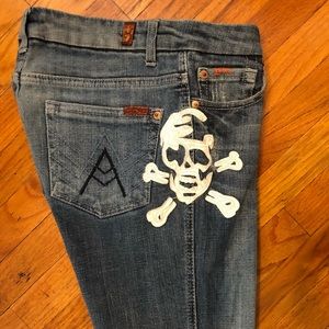 Seven for all mankind with skull design